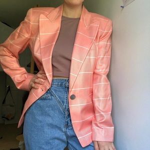 VINTAGE Ellen Tracy Pink Striped Blazer